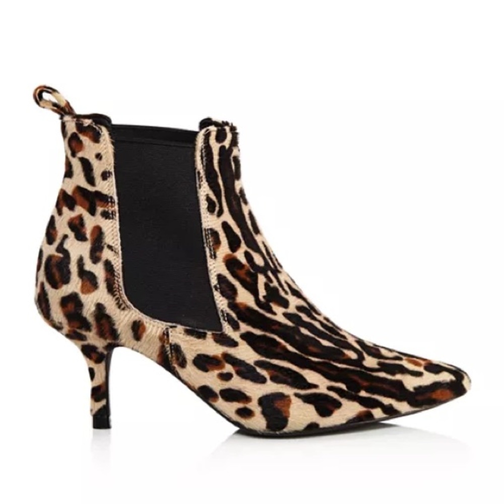 ANINE BING Stevie Leopard Print Calf Hair Mid Heel Booties